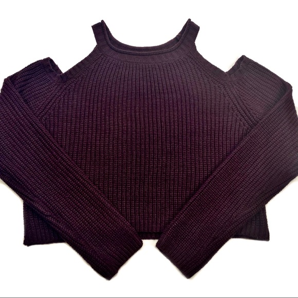 Elodie Purple Cold Shoulder Knit Sweater XL - Picture 4 of 8